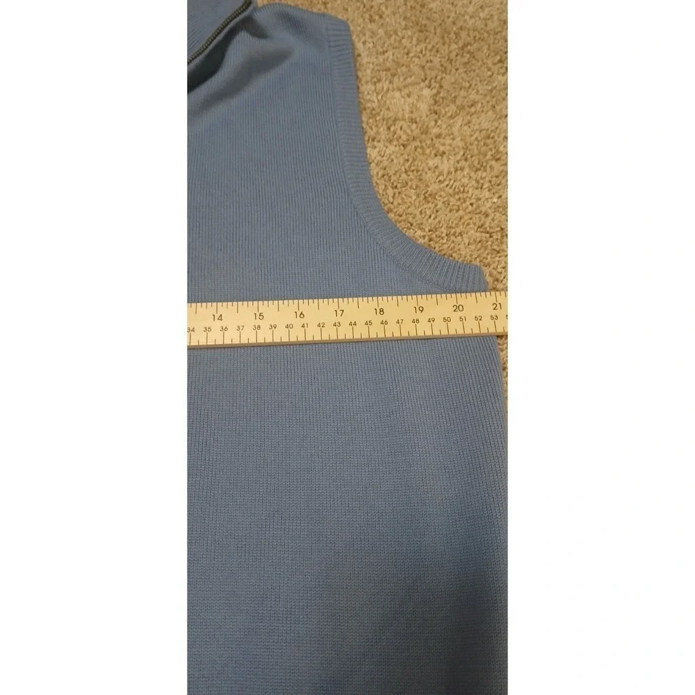 Polo Golf by Ralph Lauren Men's M 100% Merino Wool Zip Neck Sweater Vest Blue!!